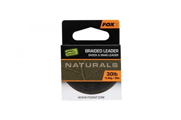 Fox Naturals Braided Leader x20M 50lb/22.7kg Fonott előkezsinór