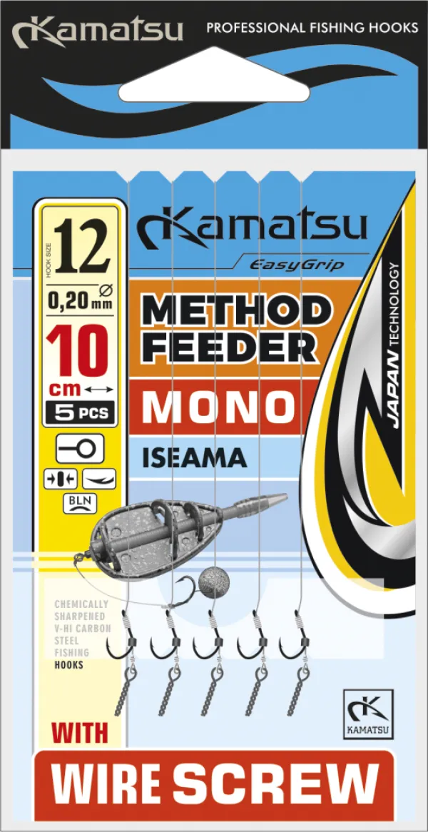 KAMATSU Method Feeder Mono Iseama 10 Wire Screw feeder előkötött horog