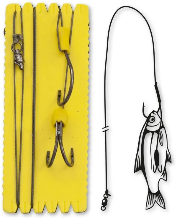 Black Cat #6/0 #3/0 Bouy and Boat Ghost Double Hook Rig L 100kg H: 1,40m 1 darab