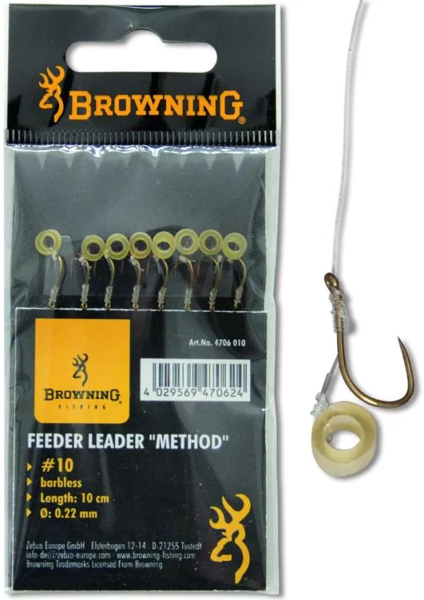 Browning #14 Feeder Method Előkötött horog pellet gyűrűvel bronz 6lbs / 2,8kg Hooklength: 10cm