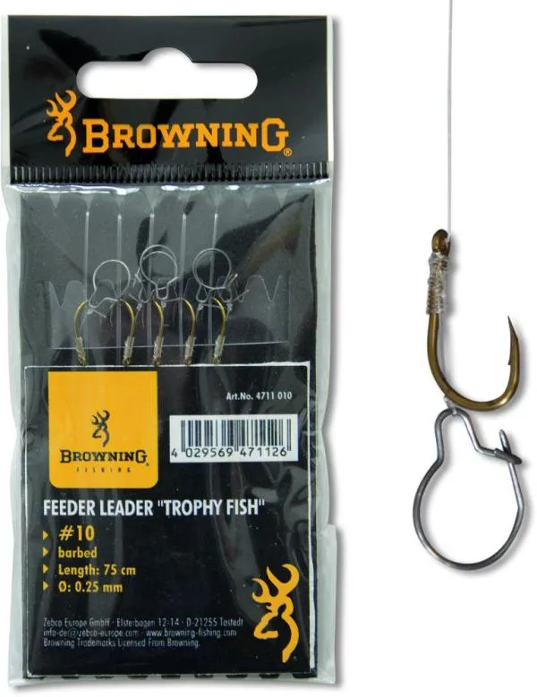 Browning #12 Feeder Trophy Fish Előkötött horog bronz 12lbs / 5,6kg Hooklength: 75cm