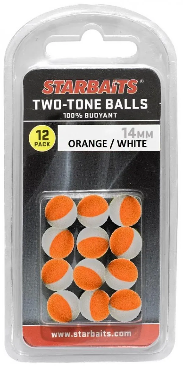 Starbaits Two Tones Balls 10mm narancs/fehér 12db lebegő golyó