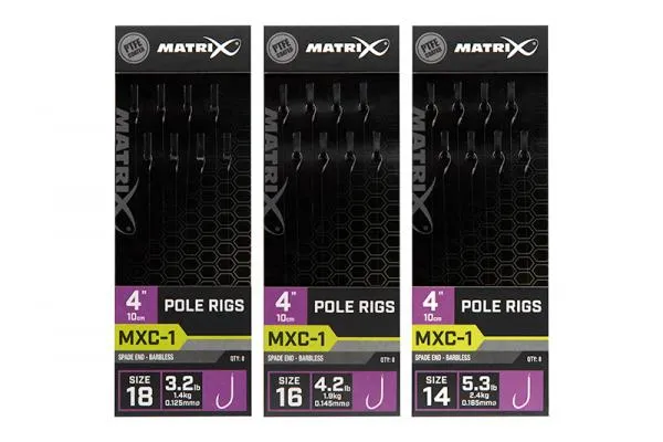 Matrix MXC-1 4” Pole Rigs MXC-1 Size 18 Barbless / 0.125mm / 4