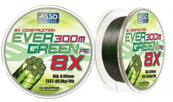 ASSO PE8X EVERGREEN 130M 0,10MM 8,30KG fonott zsinór