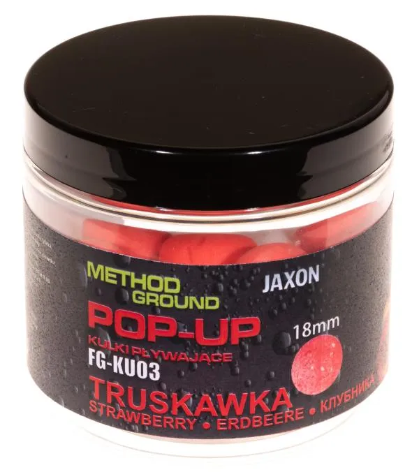 JAXON METHOD GROUND POP-UP BOILIES STRAWBERRY 50g 18mm