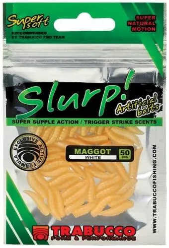 Trabucco Slurp Bait Maggot natural White 50 db, natur fehér gumicsonti