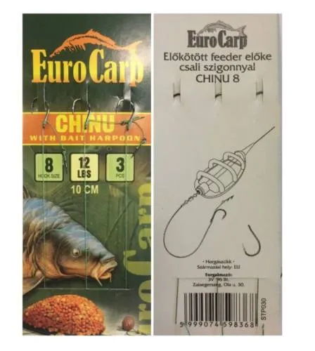 EuroCarp előkötött feeder előke csaliszigonnyal Chinu-8 10cm 12lbs