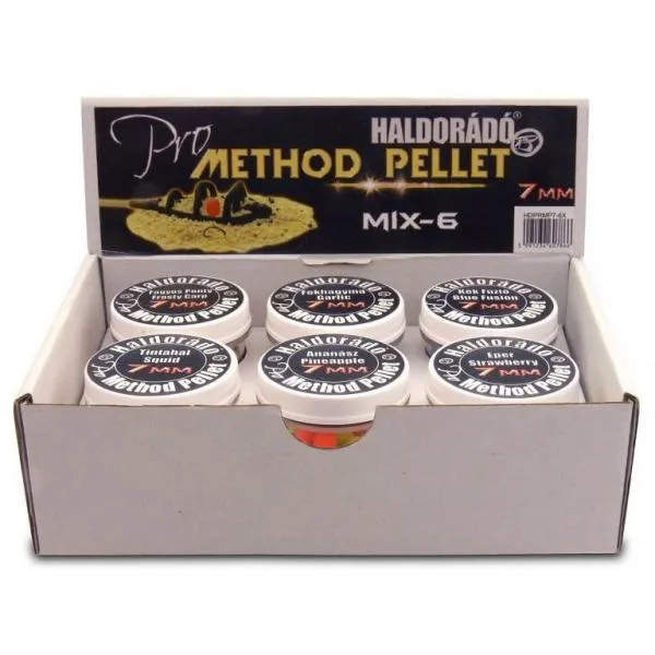 Haldorádó Pro Method Pellet 7 mm - MIX-6 / 6 íz egy dobozban - Csalizó Pellet 